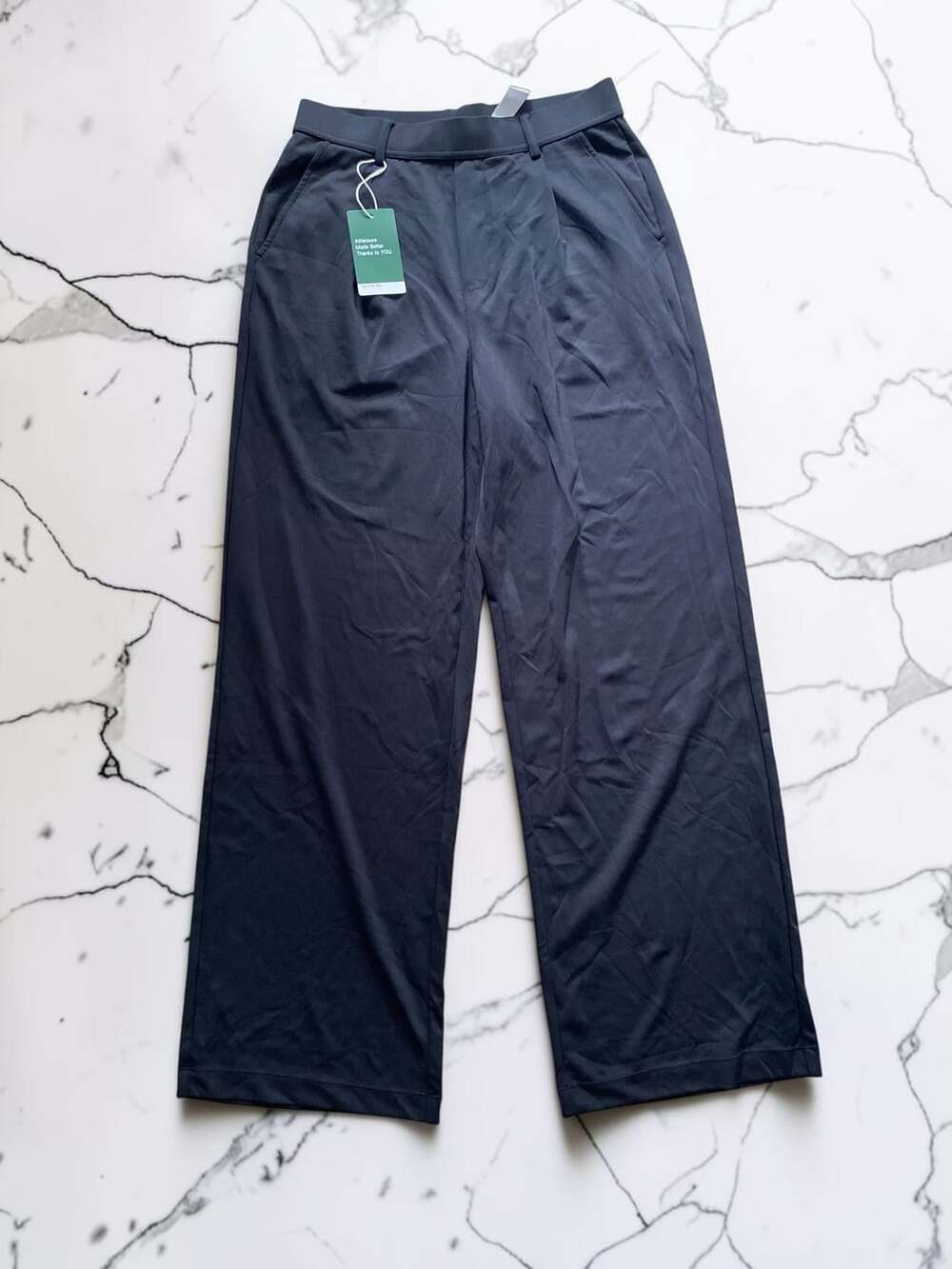Halara Flex High Waisted Straight Leg Micro Waffle Work Pants in Black